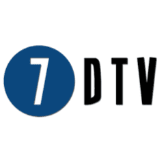 The 7d tv logo with a blue circle