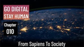 A picture of the earth from space with the words go digital stay human